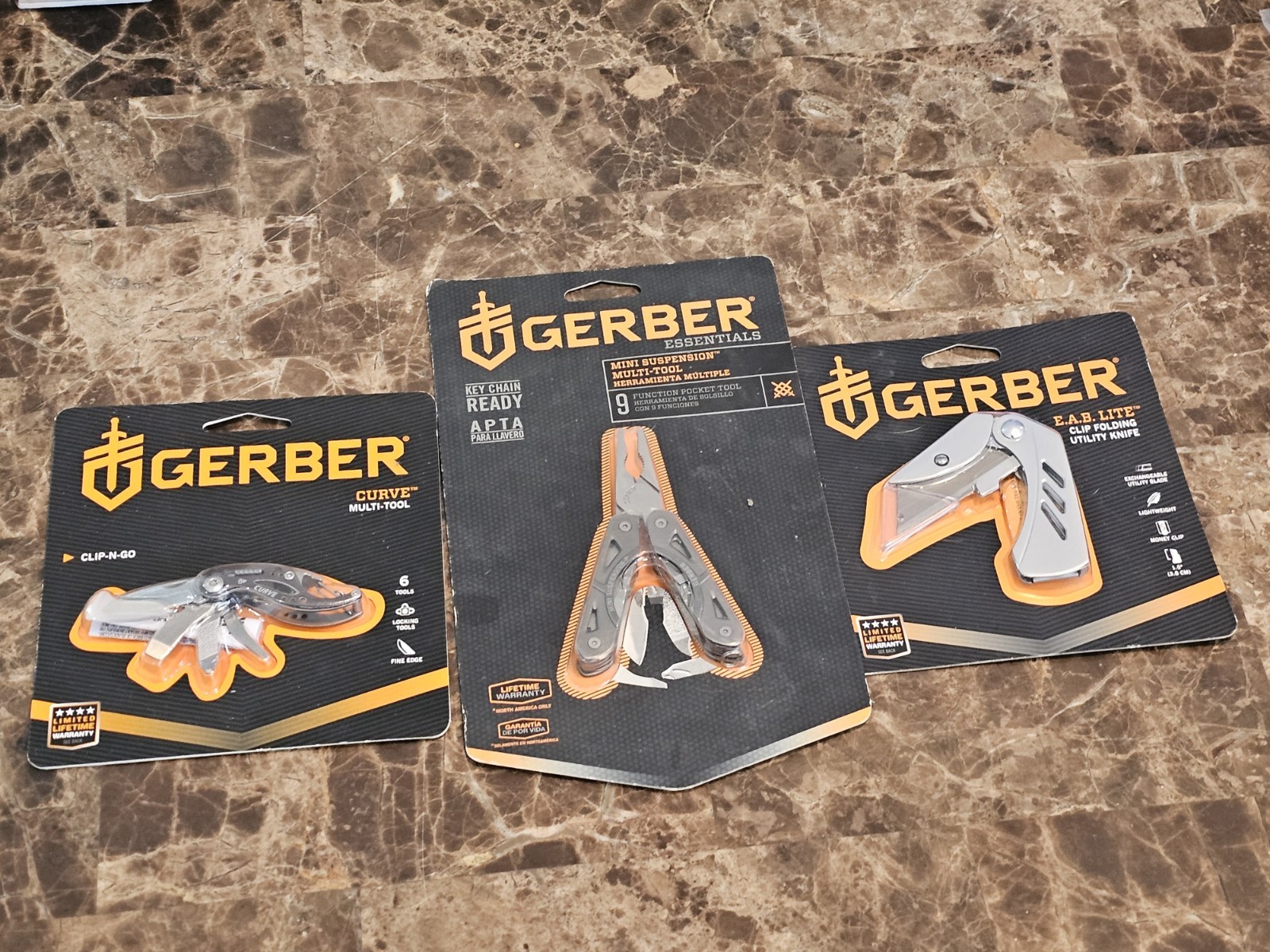 Gerber Curve Utility multi tool Knife, E.A.B. LITE Folding & Mini Suspension Lot