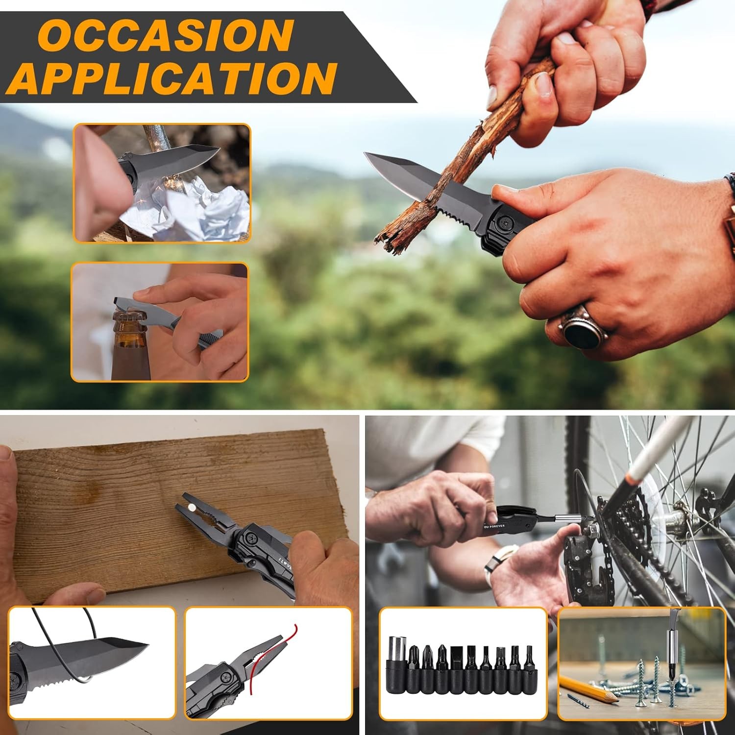 Gifts for Men – 6-in-1 Gift Set with Stainless Steel Tumbler,Multi-Tool Knife,LE