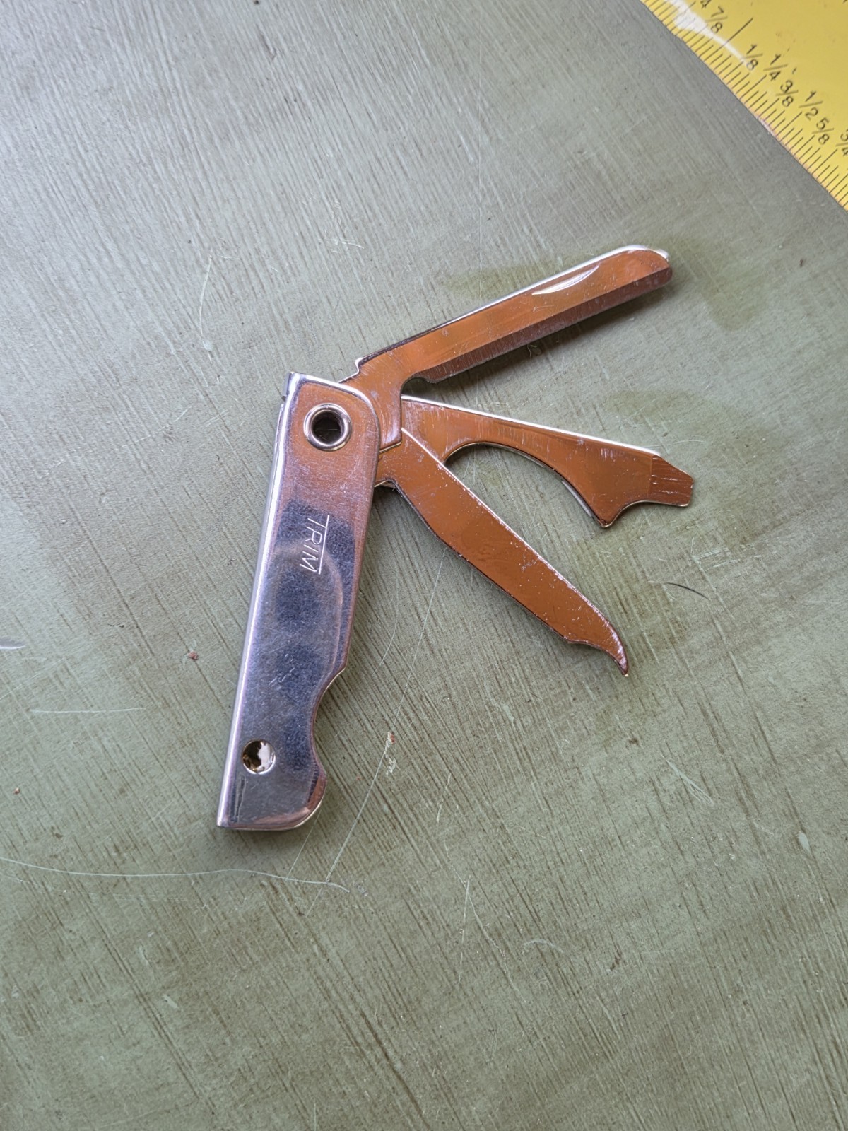 TRM USA 82 Multi-Tool Folding Knife Bottle Opener File Stainless Steel Silver
