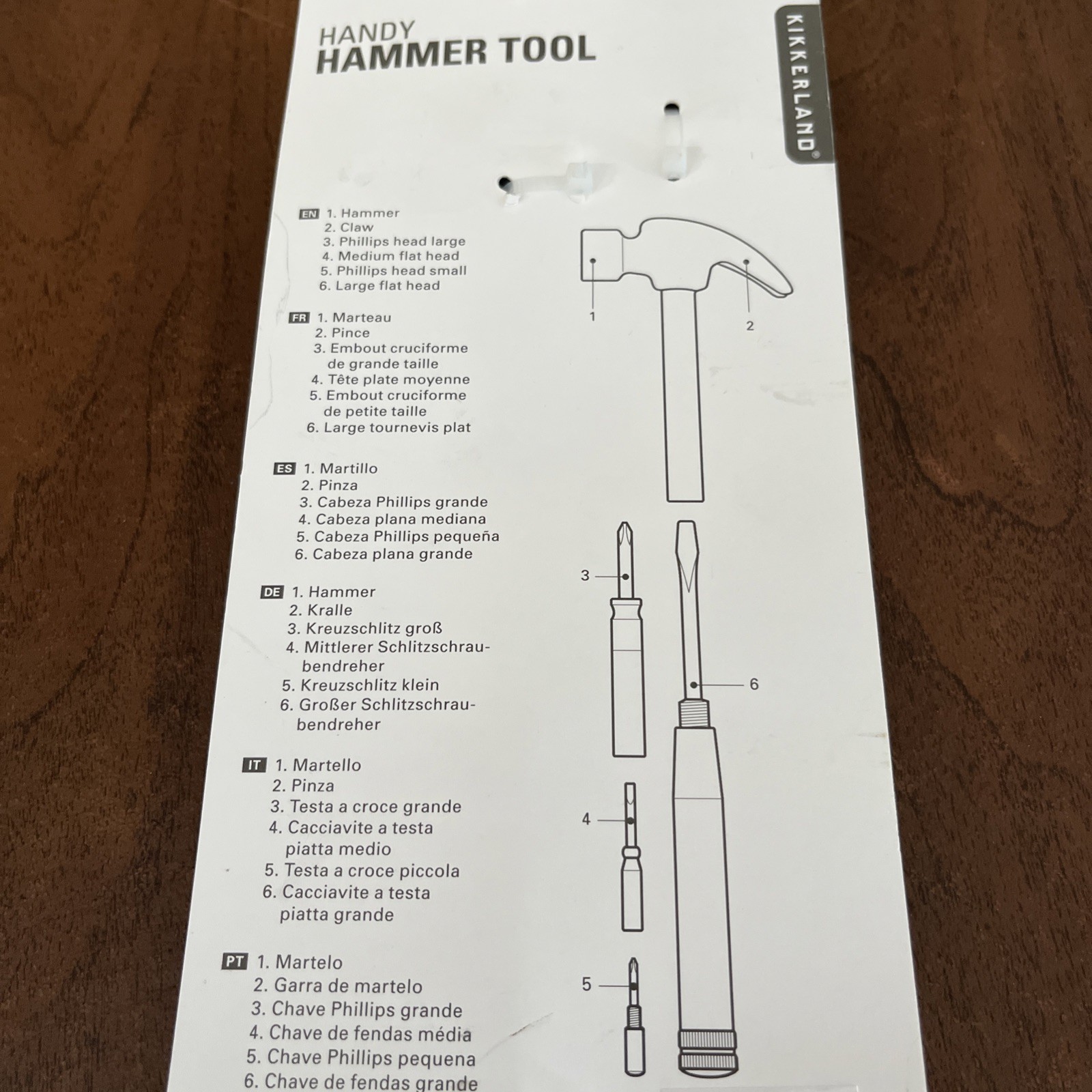 Kikkerland Handy Hammer Multi Tool 6 in 1 Screwdriver CD111 Gadget Gift Mens New