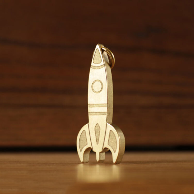 Mini Brass Rocket Shape Keychain Pendant Bead Necklace Men Clothing Accessories