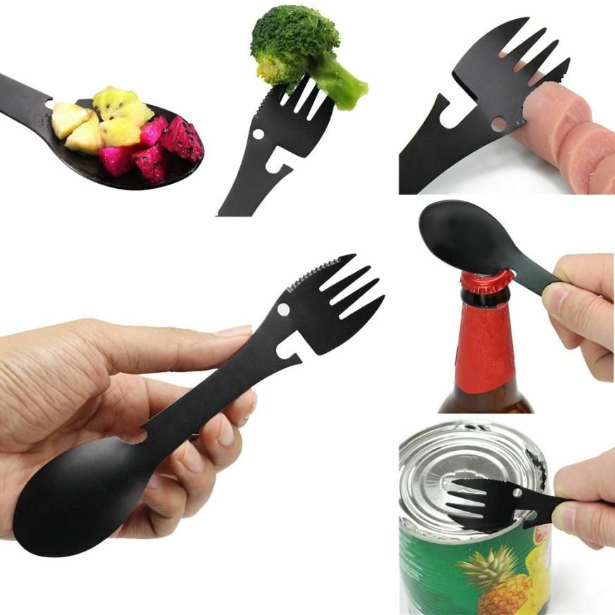 Camping Multi-functional Cookware Spoon Fork Bottle Opener Portable Tool Outdoor