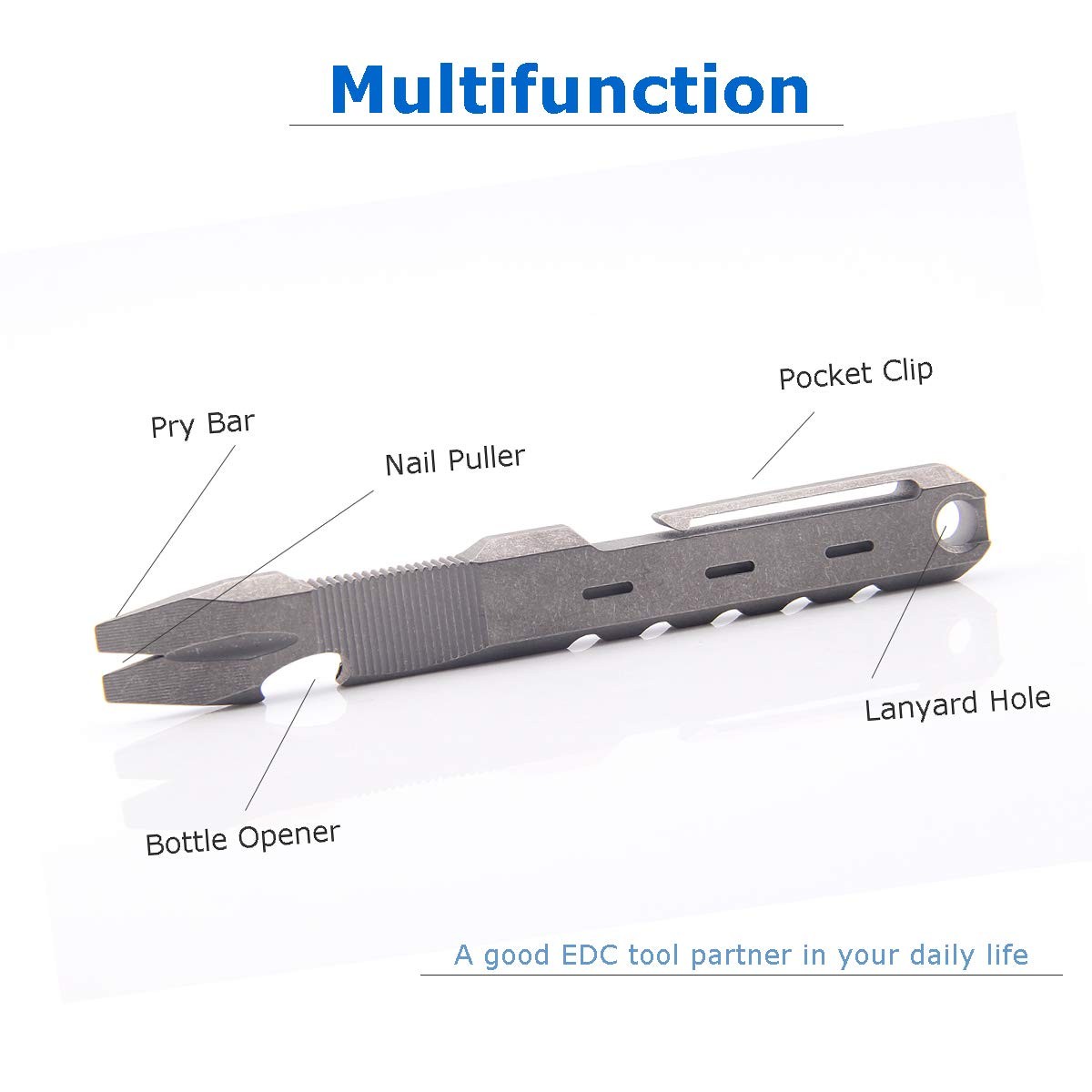 Hamans Titanium EDC Pry Bar with Nail Puller Bottle Opener Function with Pocket