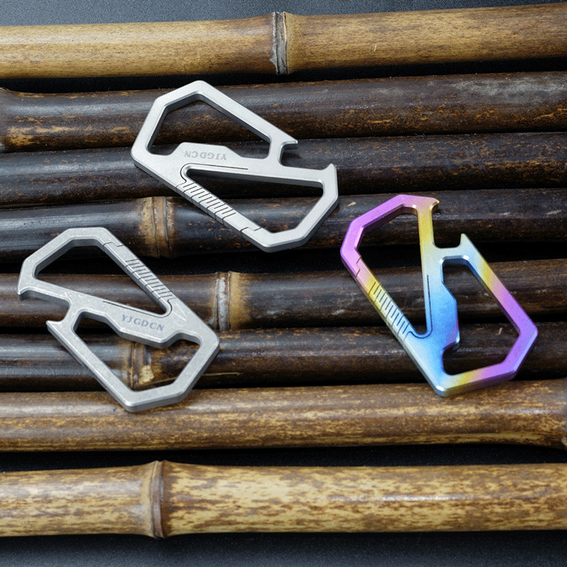 EDC Titanium Keychain Carabiner Car Key Holder Organizer with Bottle Opener Tool