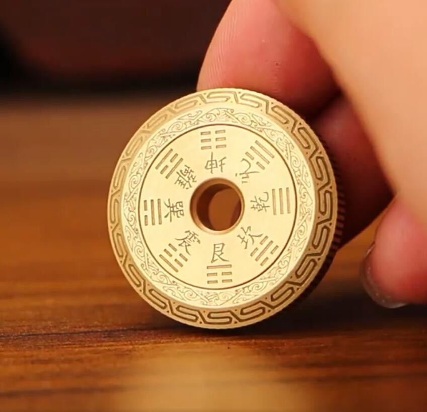 Solid Brass Fidget Slider Clicker Coin Tai Chi Haptic for Adult EDC Lucky Toys