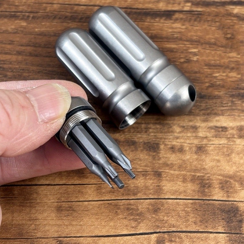 Screwdriver Bit Set with Waterproof Titanium Organizer Holder Magnetic EDC Tools