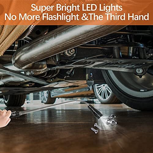 Gifts for Dad&Men Fathers Day-Magnetic Pickup Tool with LED, Telescoping Black