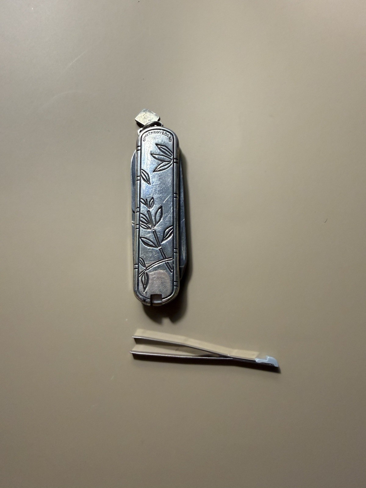 Tiffany and Co. Silver Swiss Army Knife in Bamboo Pattern
