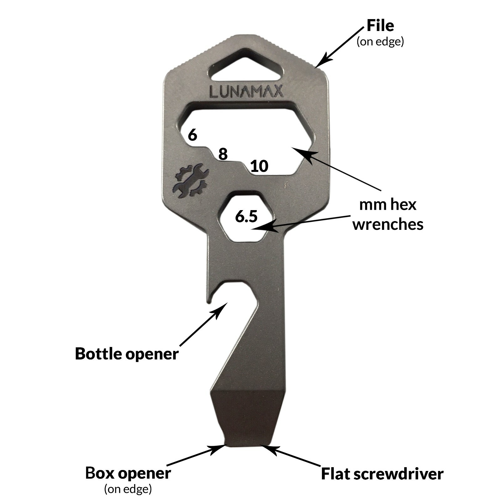 TITANIUM 8 in 1 Keychain Multi Tool – Bottle Opener, Wrench, Screwdriver, File..