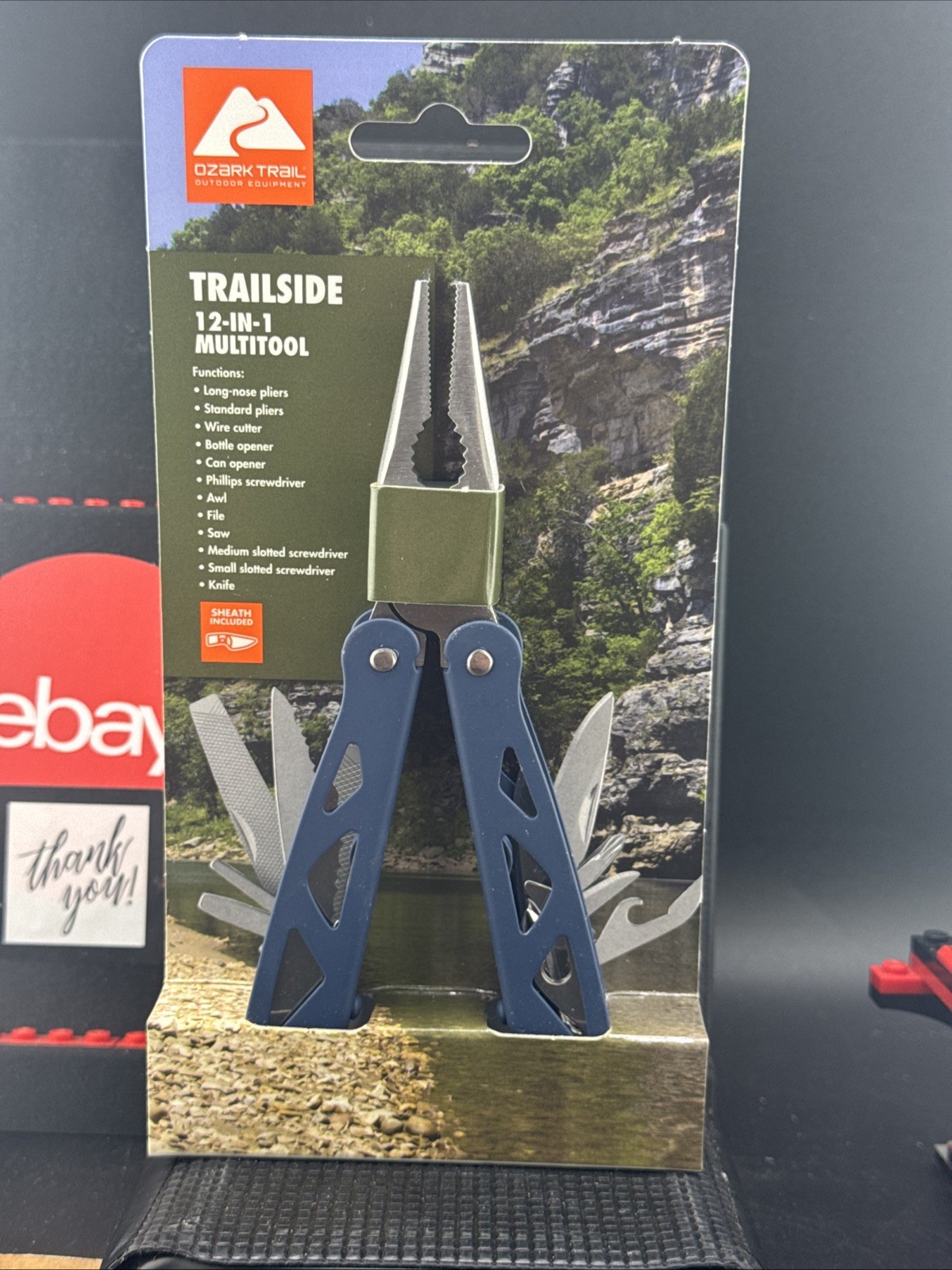 OZARK TRAILside PURPLE / Blue STAINLESS STEEL 12 IN 1 MULTITOOL WITH SHEATH
