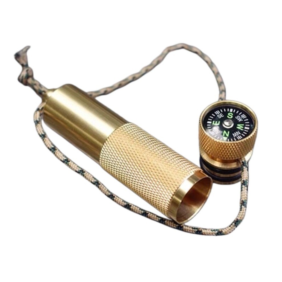 Multifunction Outdoor Copper Waterproof Compass EDC Storage Box Pill Bottle