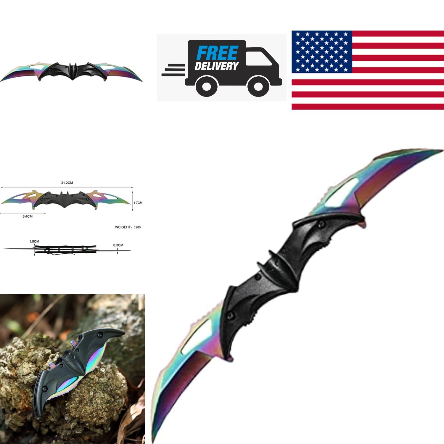 Ergonomic Plastic Handle Bat Knife for Comfortable Use in Outdoor Activities