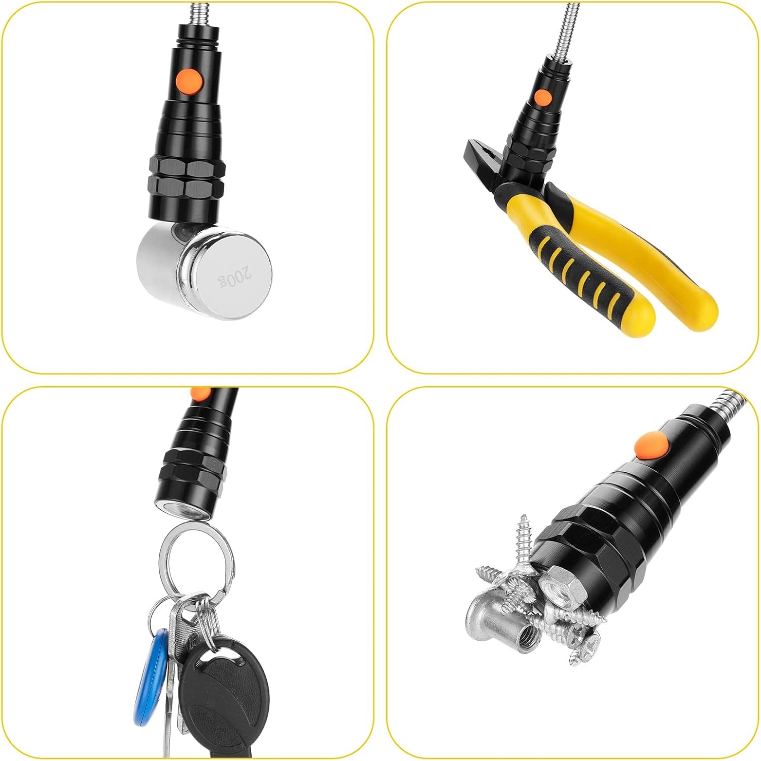 Telescoping Magnetic Pickup Tool with Extendable Flashlight, Unique Mens Gifts f