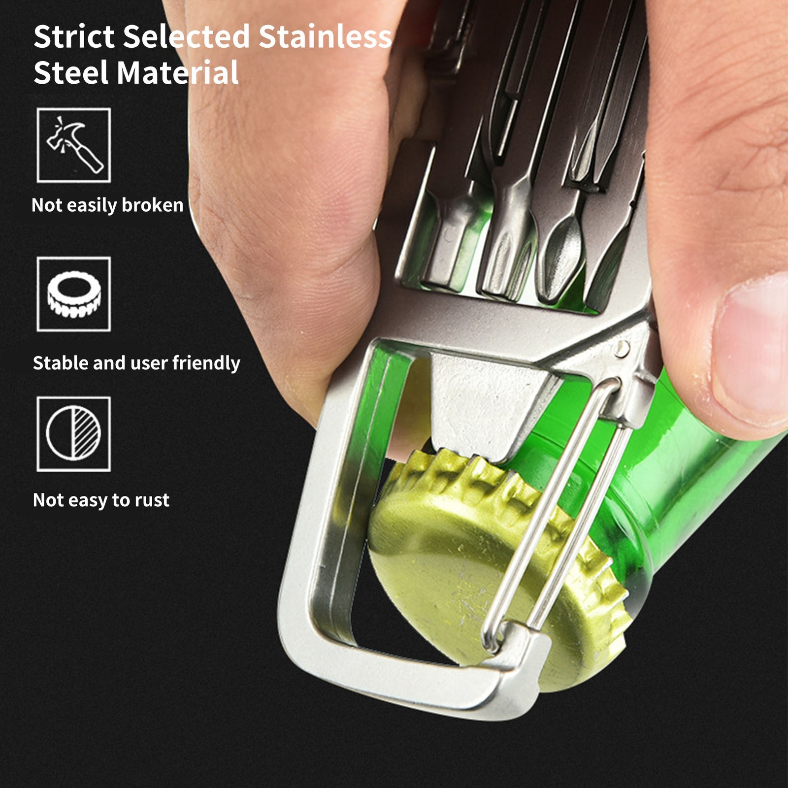12-in-1 Stainless Steel Folding Multitool, Screwdriver & Opener