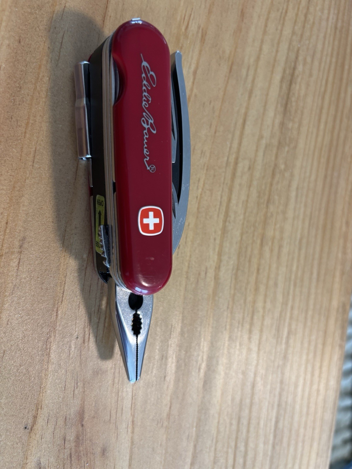 Eddie Bauer Red Stainless Steel Multi-Tool 6 Tools Plier Knife Screwdriver