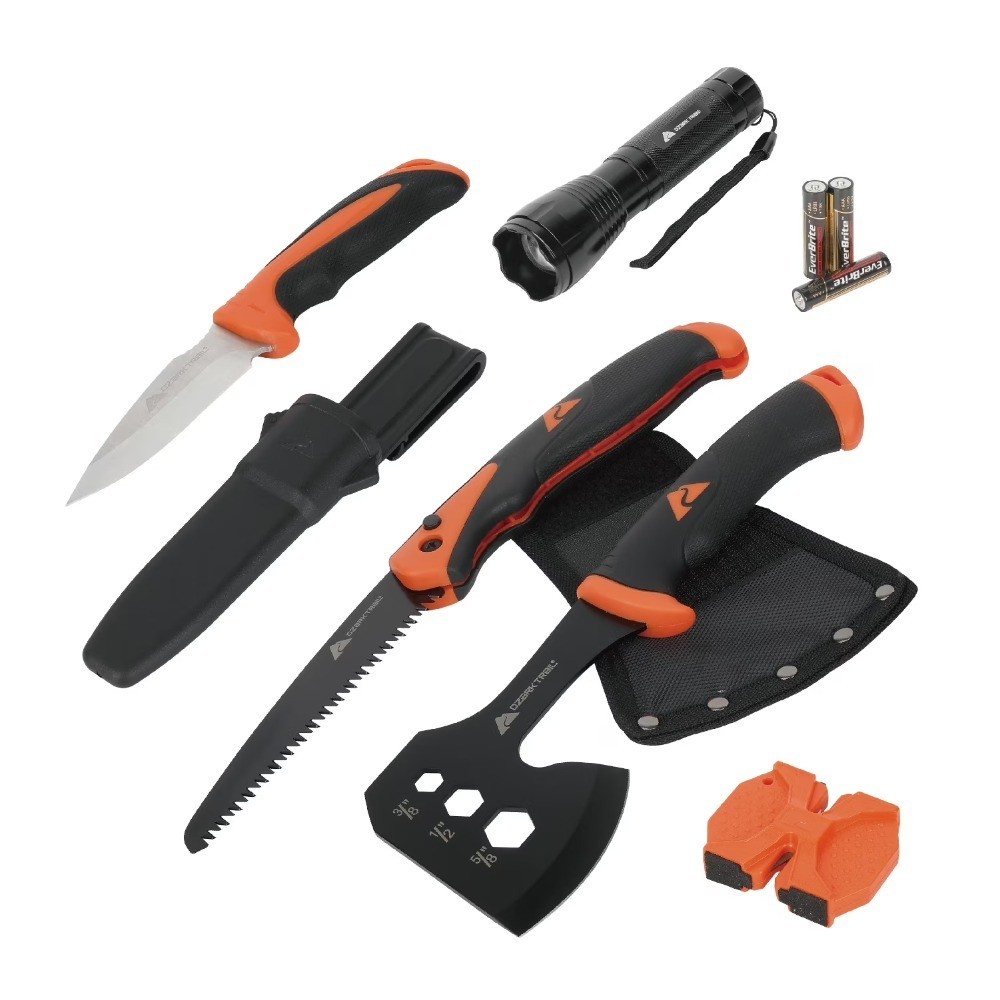 7-in-1 Multitool Survival Gear Kit with Hammer Axe Knife Saw Flashlight for