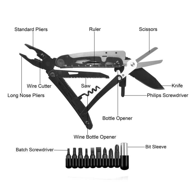 RoverTac 18-in-1 Multitool Pocket Knife with Pliers, Saw, Corkscrew Detachab…