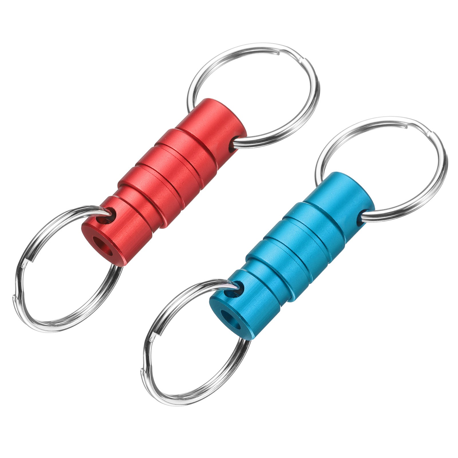 Quick Release Keychain, 2Pcs Detachable Pull Apart Key Rings Clip, Wine Red Blue