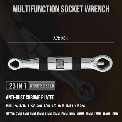 Universal Pocket Wrench Multi Tool 23 Sizes 7-19mm 1/4-3/4 Compact EDC Repair