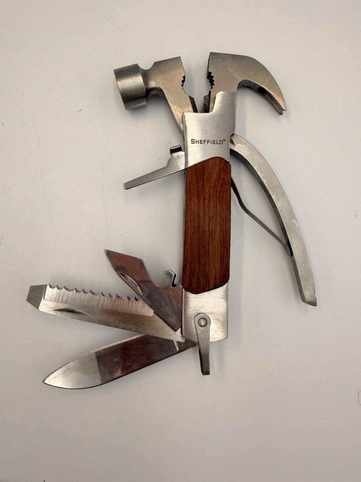 Sheffield 12-in-1 Hatchet Multi Tool Axe Hammer Camping Survival Gear Hardwood