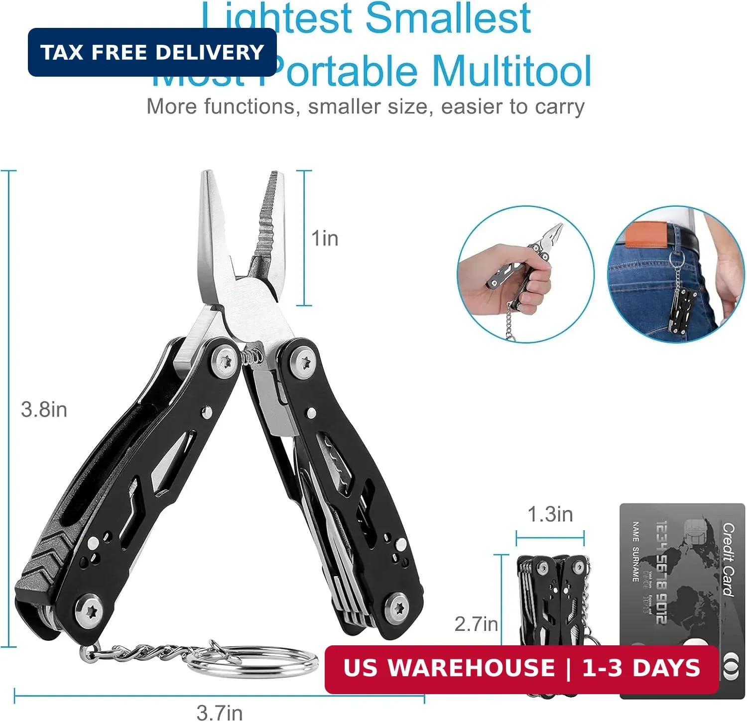 2PCS Bovgero Mini Multitool Pliers 15 in 1, Handmade Multi Tool Plier, Premium K