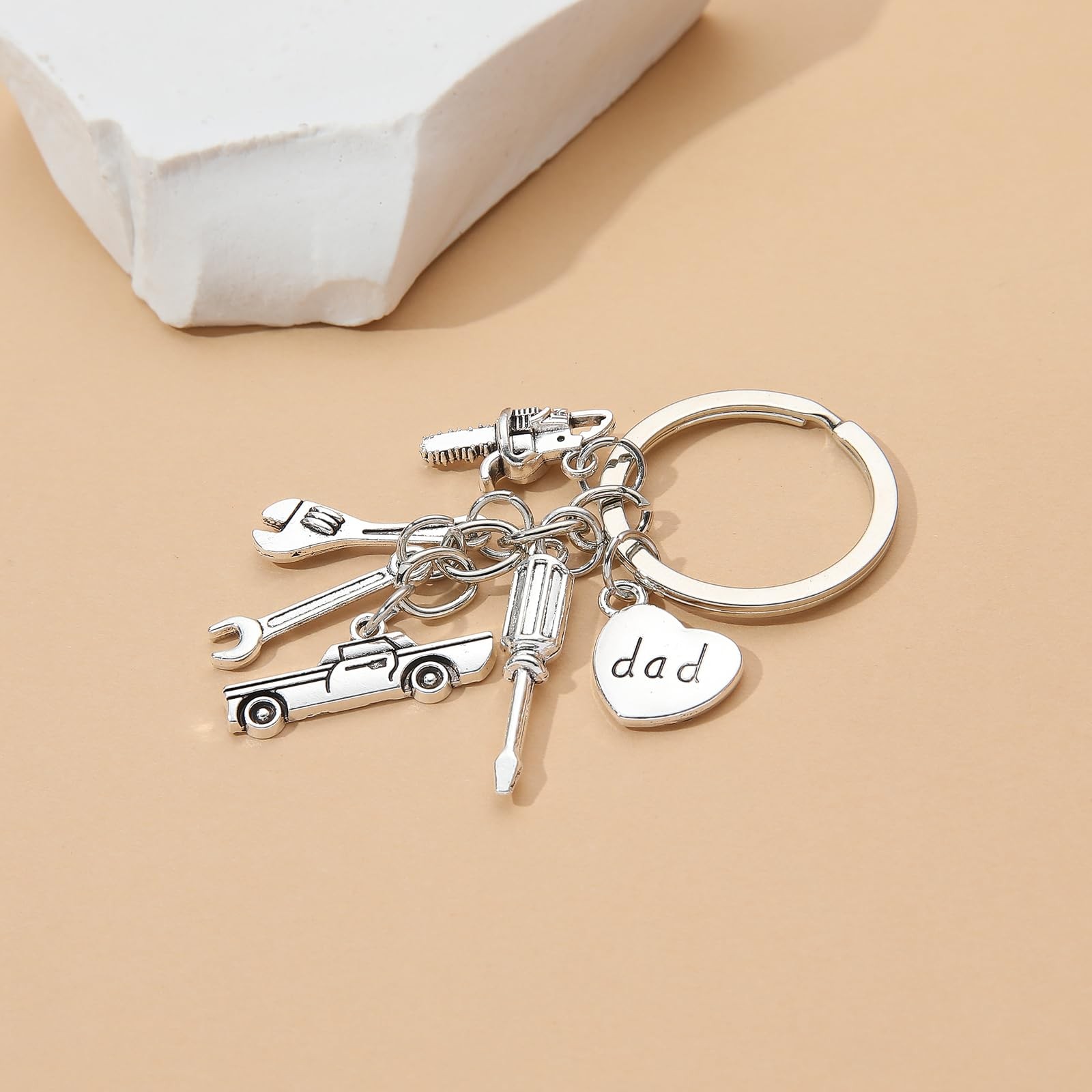 20PCS Dad’s Keychain with Wrench Charm Hammer Charm Screwdriver Charm and Pli…