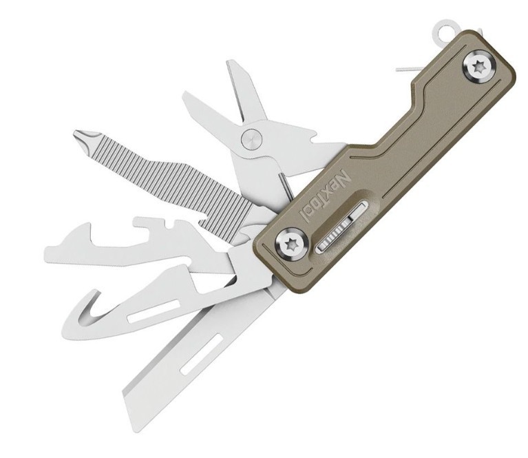 NexTool Multi Functional Knife Essential Integrated Tools With Khaki ABS Handles