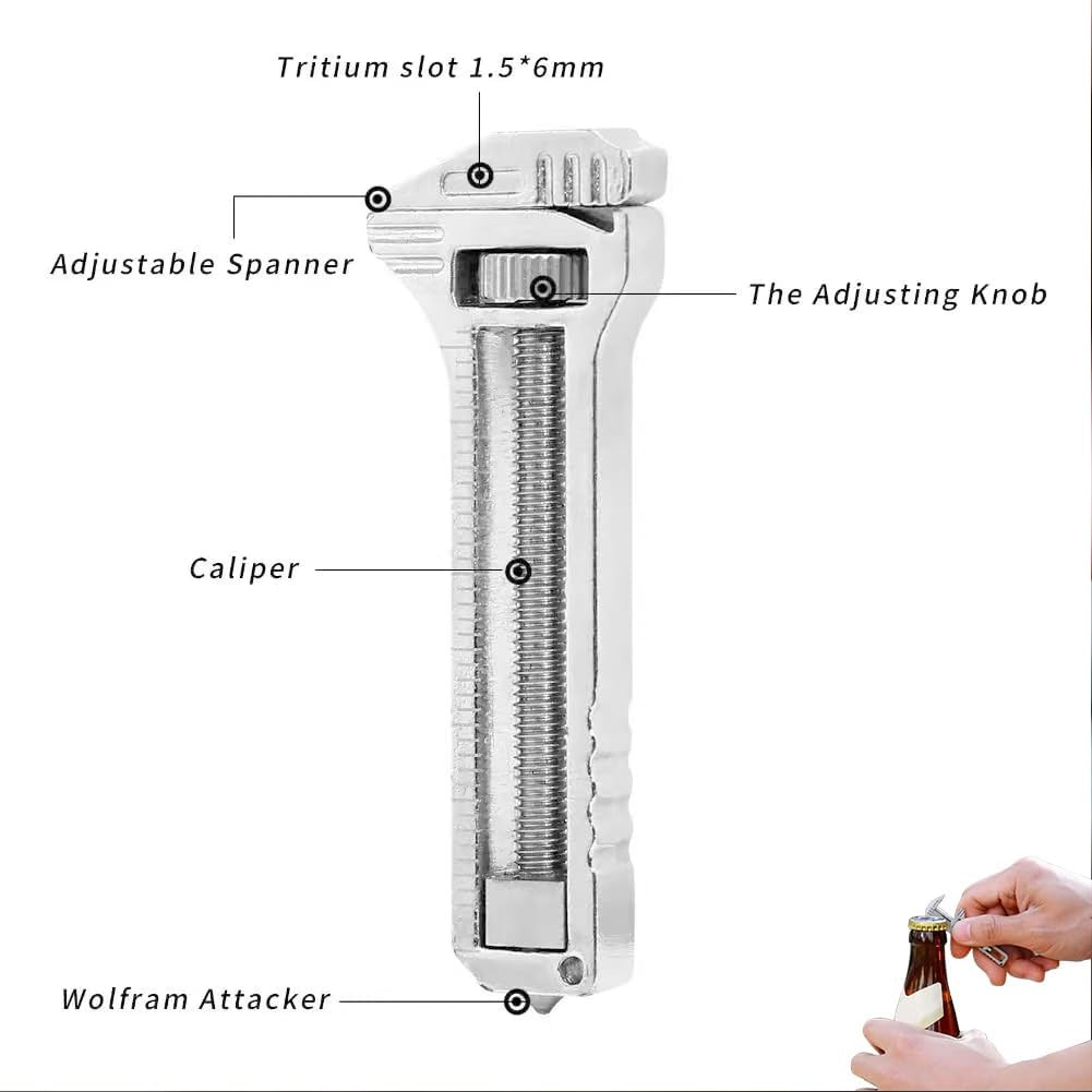 Compact Titanium Multi-tool Set – 2-in-1 Wrench & Bottle Opener Keychain