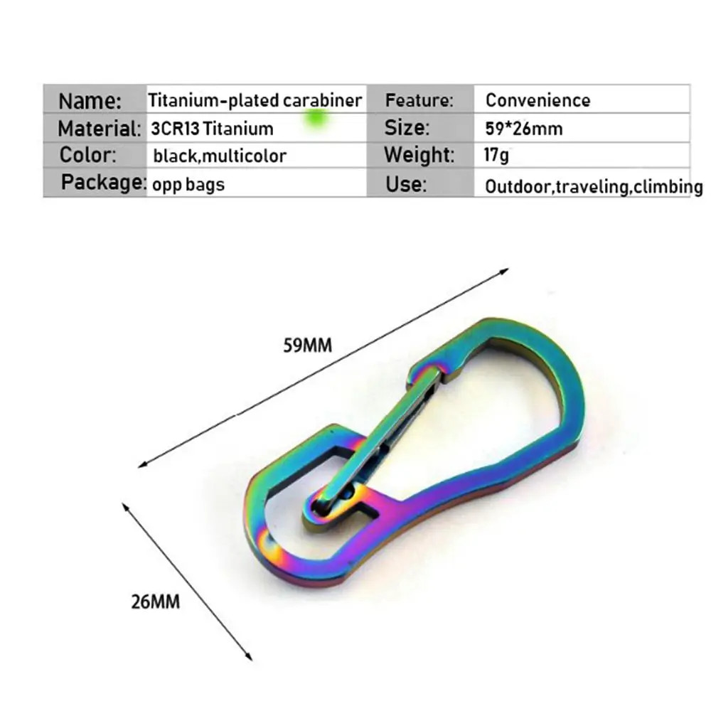 1pc Titanium Plating Carabiner Camping Clip Outdoor Tool Key Ring Clip Keychain