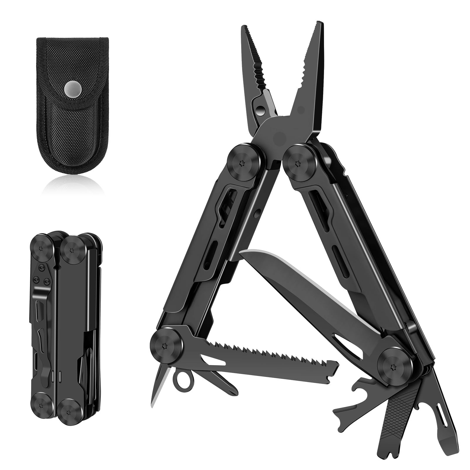Multitool, 14-in-1 Stainless Steel Foldable Multi Tool with Wire Cutter, , Sa…