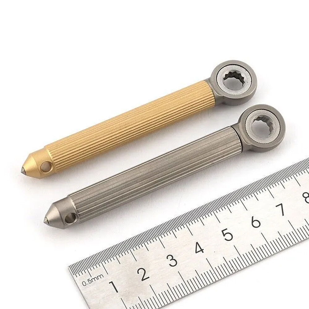 Titanium Brass S2 steel Multi Tools Card Screwdriver Pocket Outdoor Keychain EDC