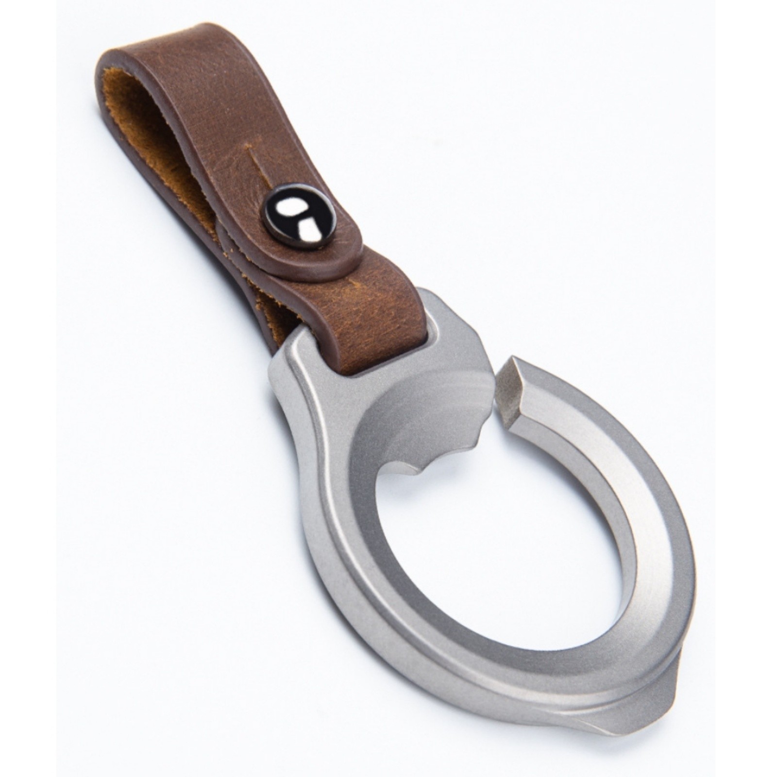 Titanium Alloy EDC Keychain Bottle Opener Pry Tool with Leather Strap Portable