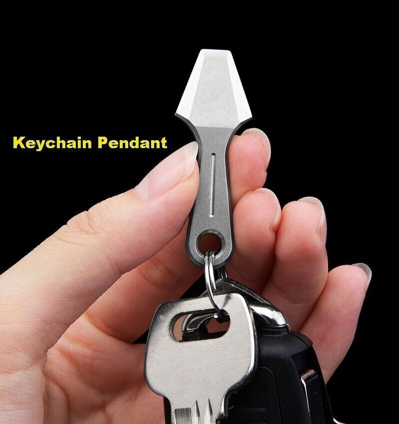 Mini Titanium Keychain Pry Bar Crowbar Necklace Pendant Pocket EDC Tool Outdoor