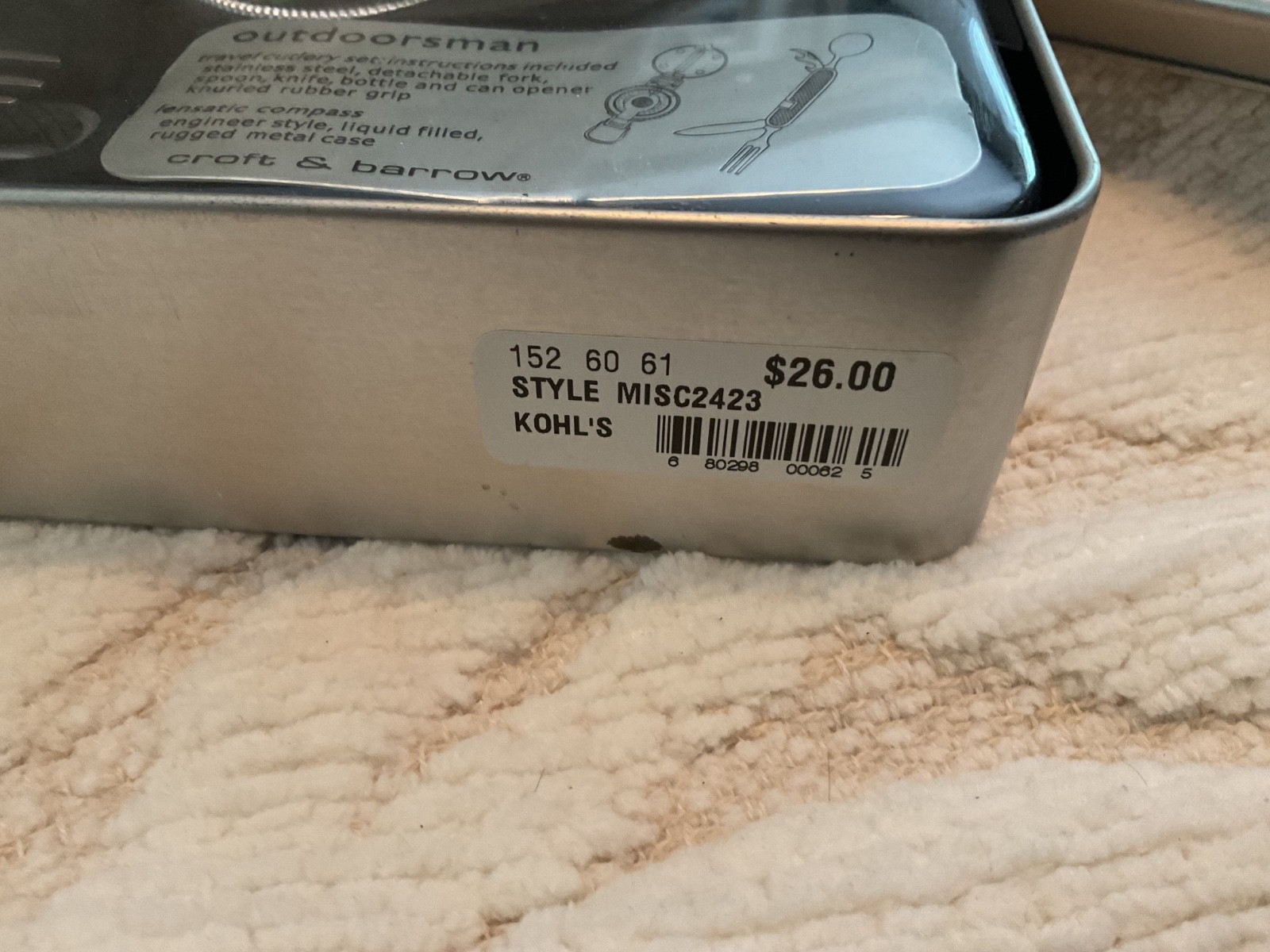 Lot o 2 Croft & Barrow Outdoorsman Compass & Travel Cutlery Multi-Tool Tins