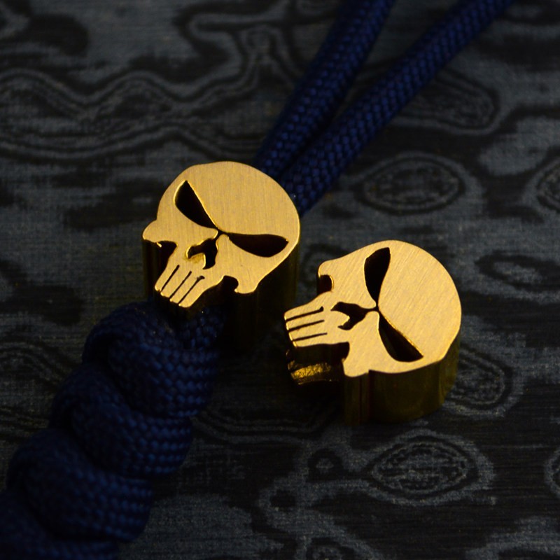 Gold Skull Knife Lanyard Bead EDC Zipper Pull Pendant Charm Metal