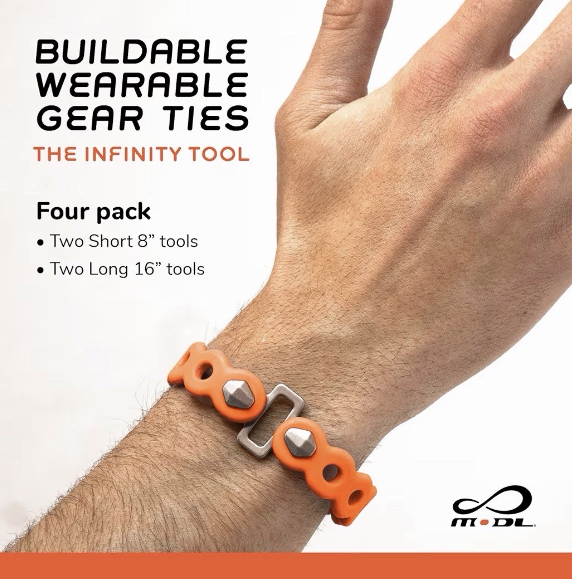 Infinity Tool 2.0 Modular Straps (4 Pack) Neon Orange Flexible Multi-Tool