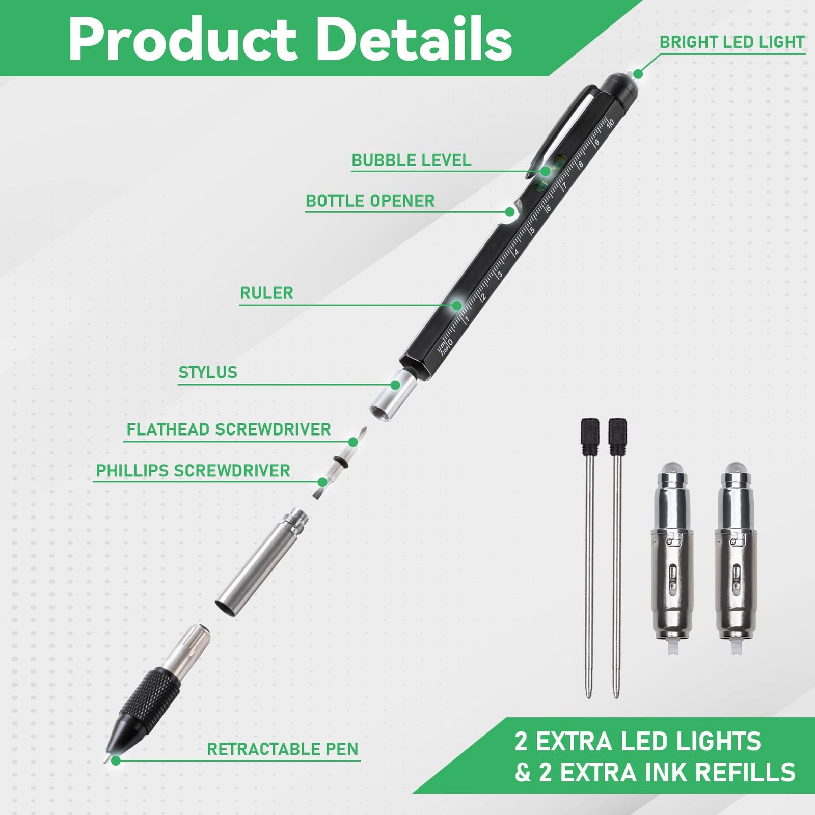 9-in-1 Multitool Pen with LED Light, Stylus, Level, Screwdriver, Fathers Day …