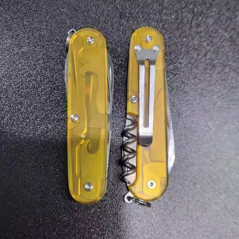 1 Pair ULTEM PEI Scales with Pocket Clip for 91mm Victorinox Swiss Army Knife
