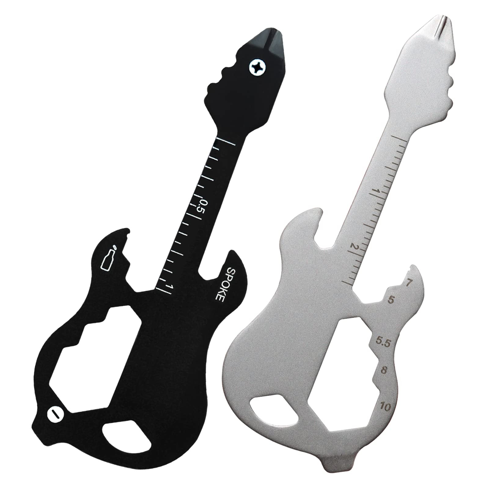 2pcs Guitar Keychain Multitool, Pocket Tool, Wallet Tool, 12 in 1 Bottle Open…