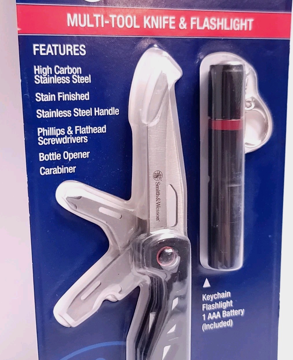 NEW Smith & Wesson Multi Tool Knife & Flashlight Stainless Screwdriver Carabiner