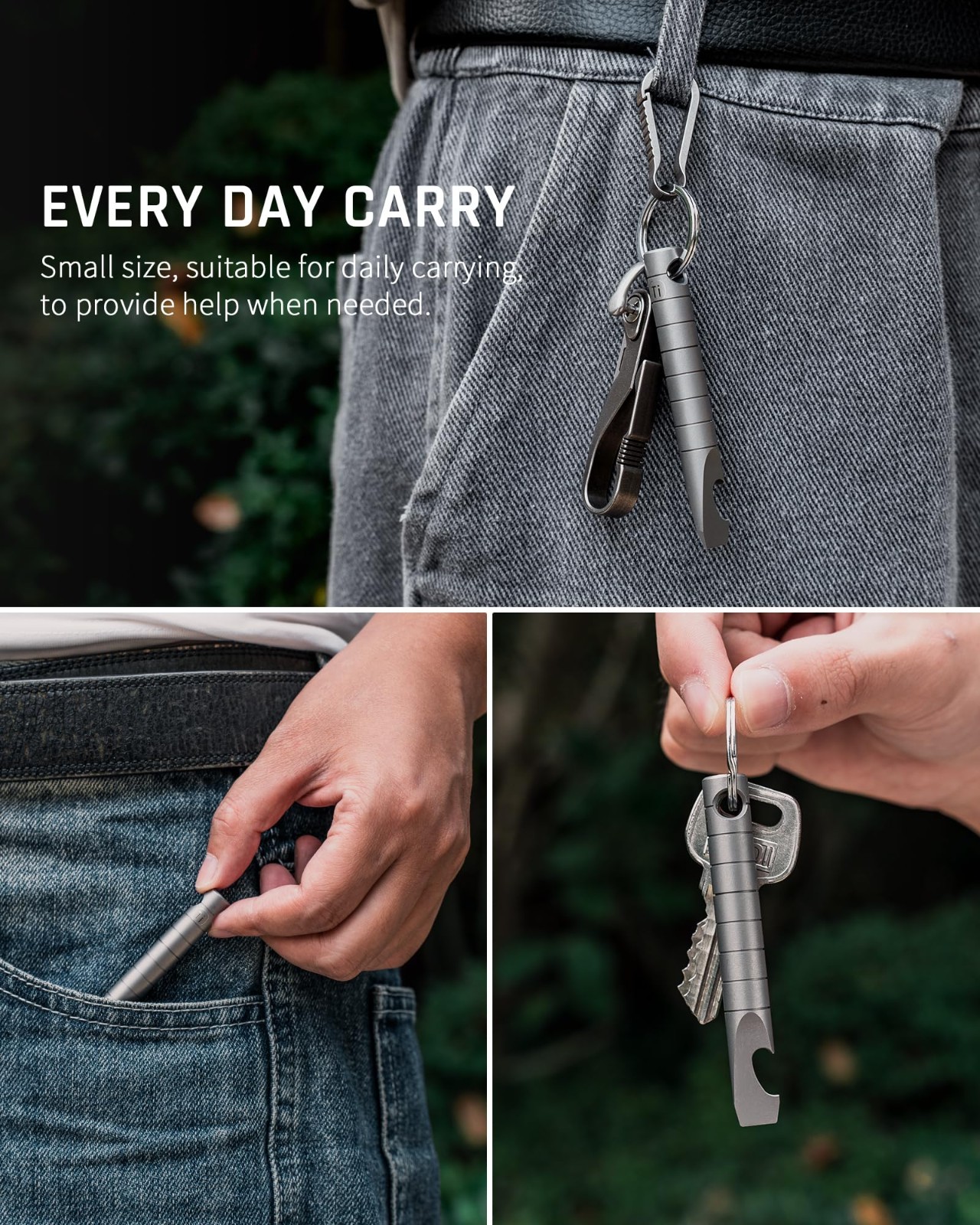 Mini Titanium Pry Bar Keychain Multitool with Bottle Opener – EDC Pocket Tool