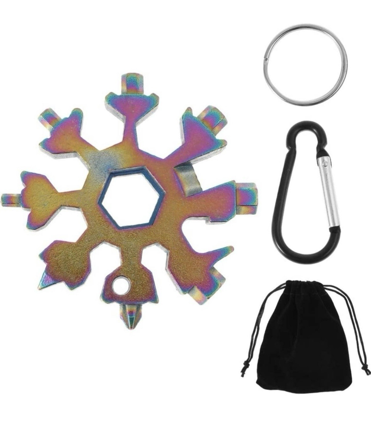 3 Pack 18-In-1 Snowflake Multi Tool Portable Zinc alloy Screwdriver Key Chain