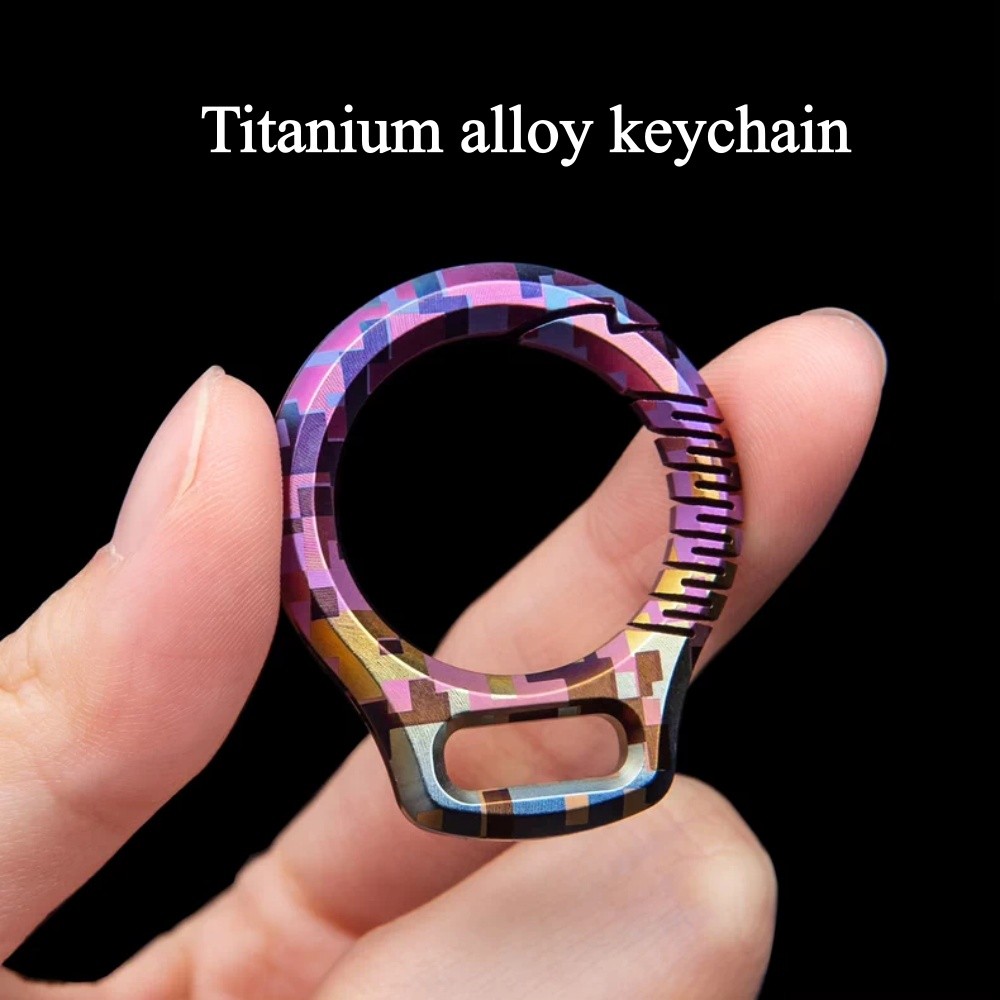 Colorful Titanium Alloy Genuine Leather Car Keychain Ring Buckle Belt Waist