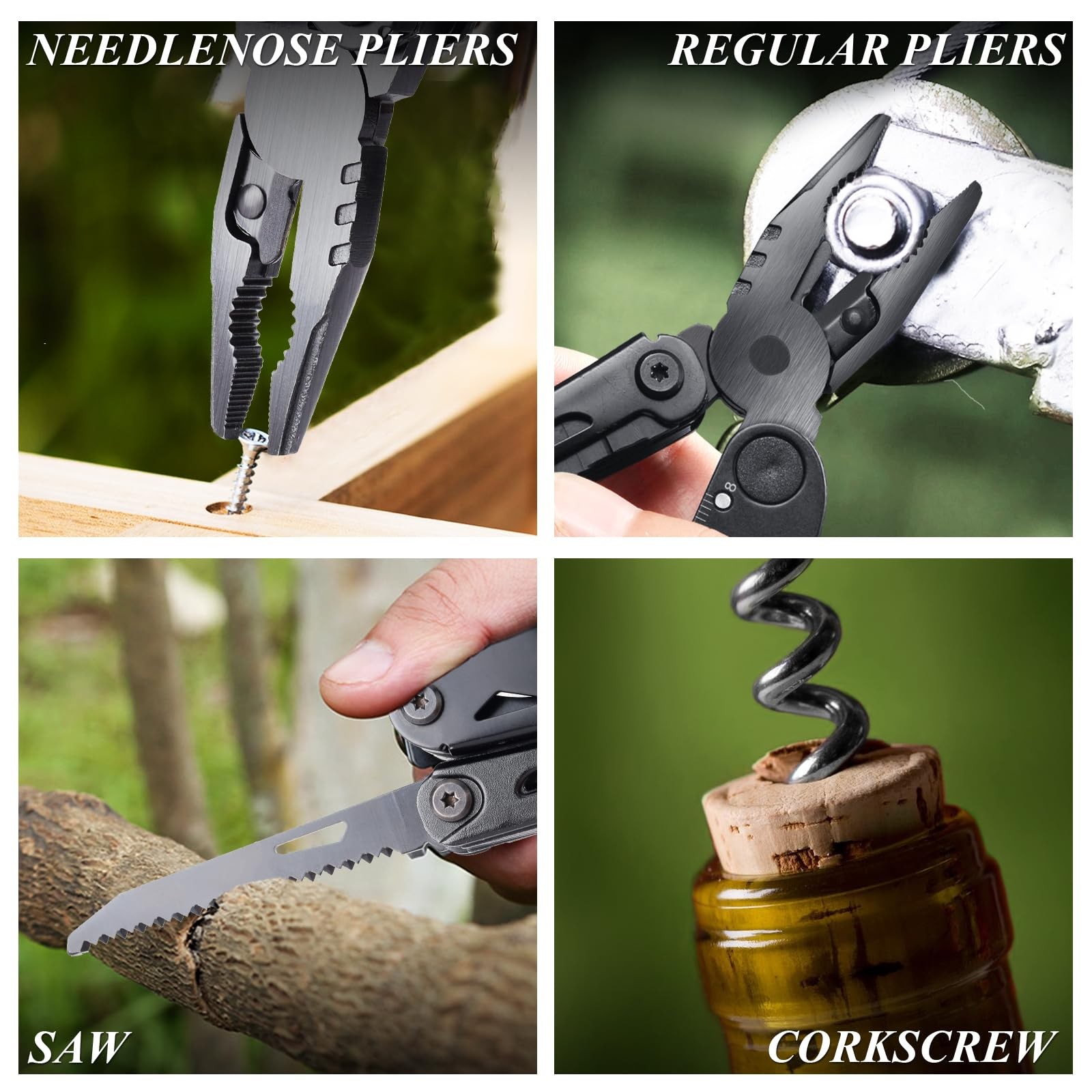RoverTac 18-in-1 Multitool Pocket Knife with Pliers, Saw, Corkscrew Detachab…