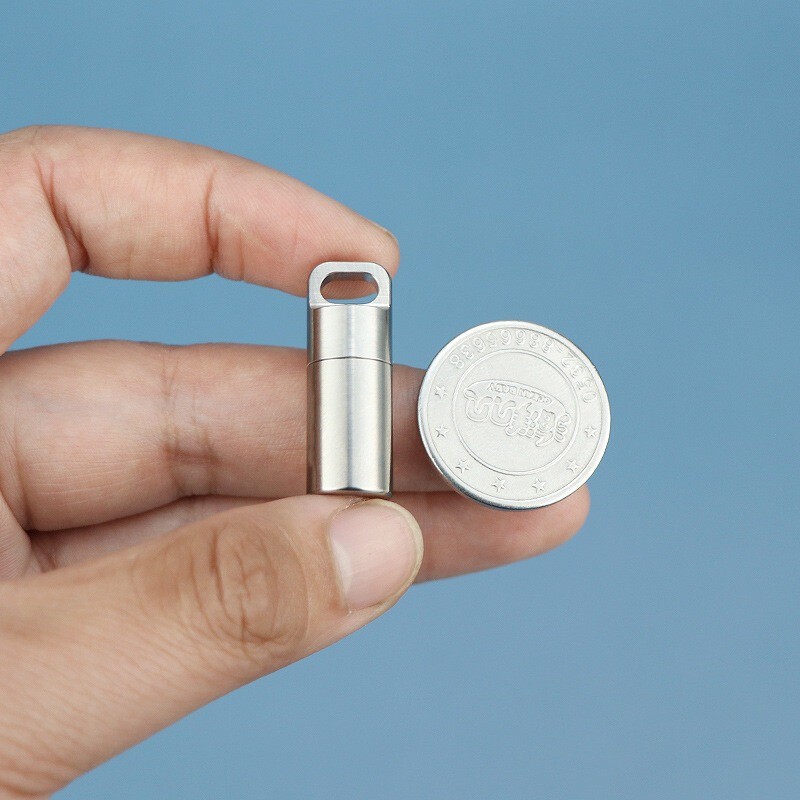 Waterproof Titanium Pill Holder Case Keychain Small Pill Box Container Organizer