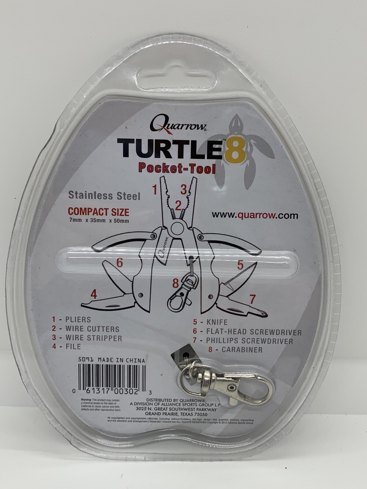Quarrow Turtle 8 Pocket Tool Stainless Steel Folding Compact Design Fishing NEW