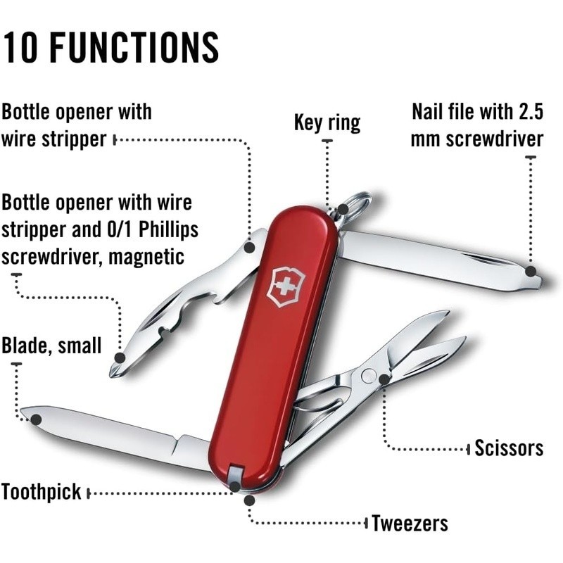Compact Pocket Multi Tool 10 Functions Magnetic Screwdriver Scissors Lightweight