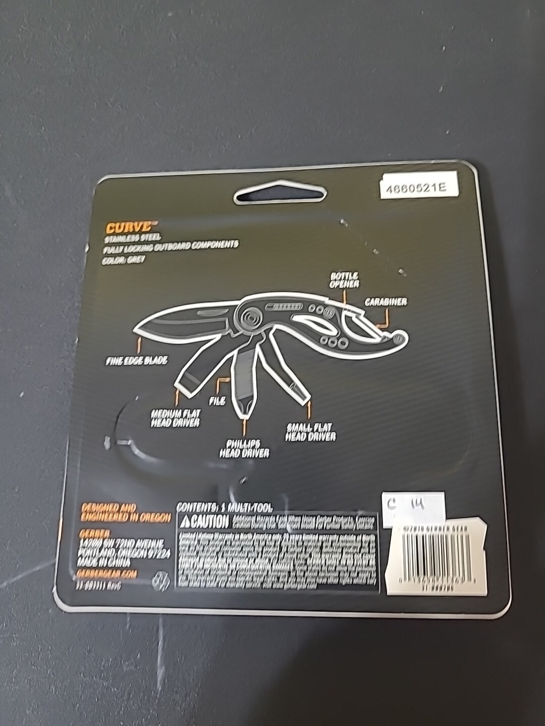 Gerber Curve Multi-Tool Keychain Compatible 6 Tools 1 oz. Grey 31-000206