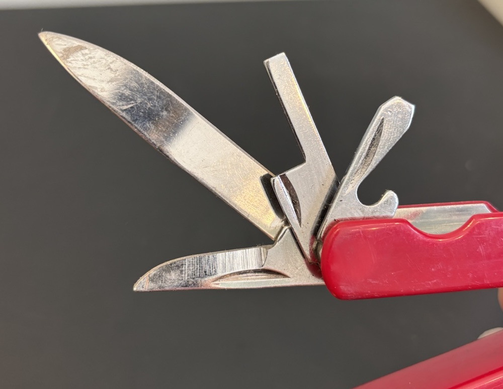 Lot Of 3 Camping Hunting Multi Tool Knives Stainless China & Wilcor Silver & Red
