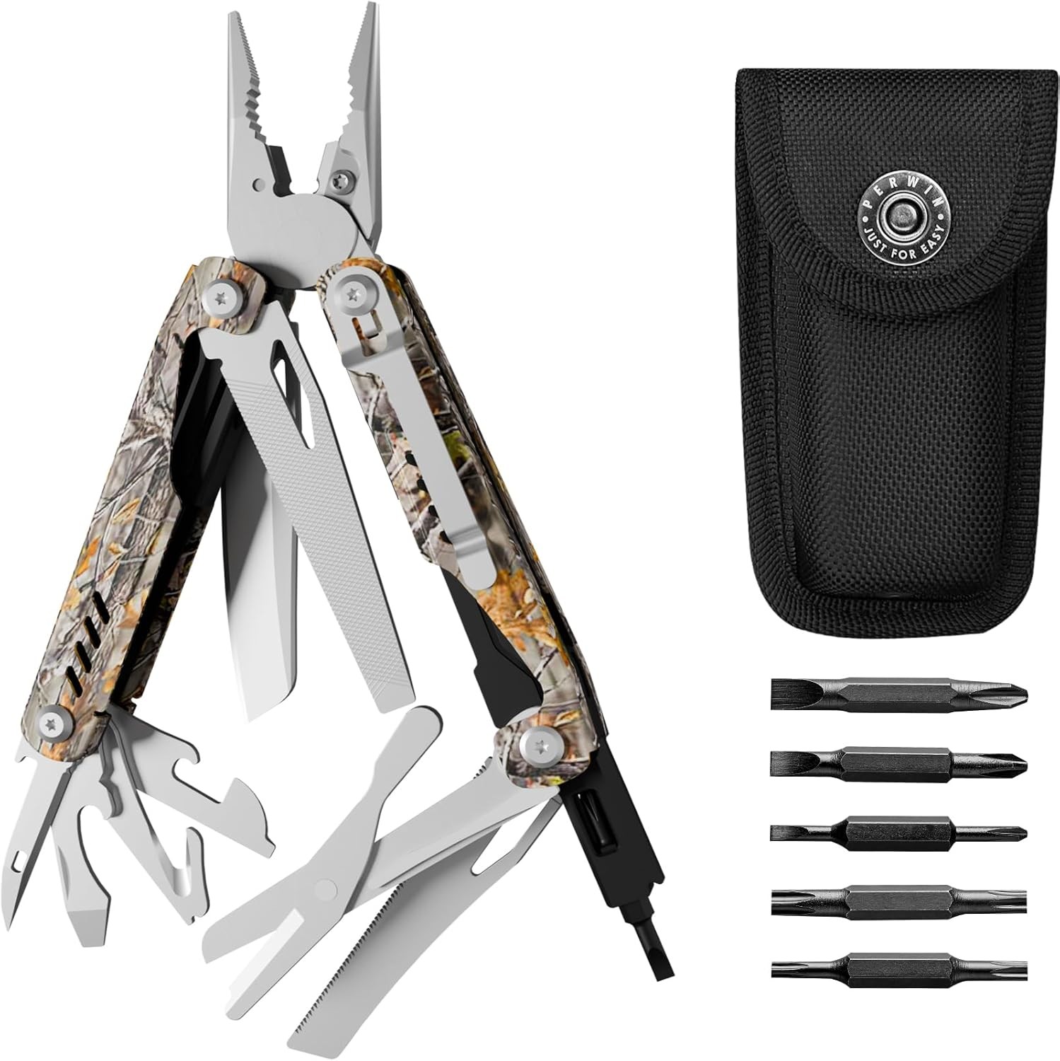 Multitool 17-in-1 Stainless Steel Multi Tool Pliers W/ Self-Locking Pocket Knife